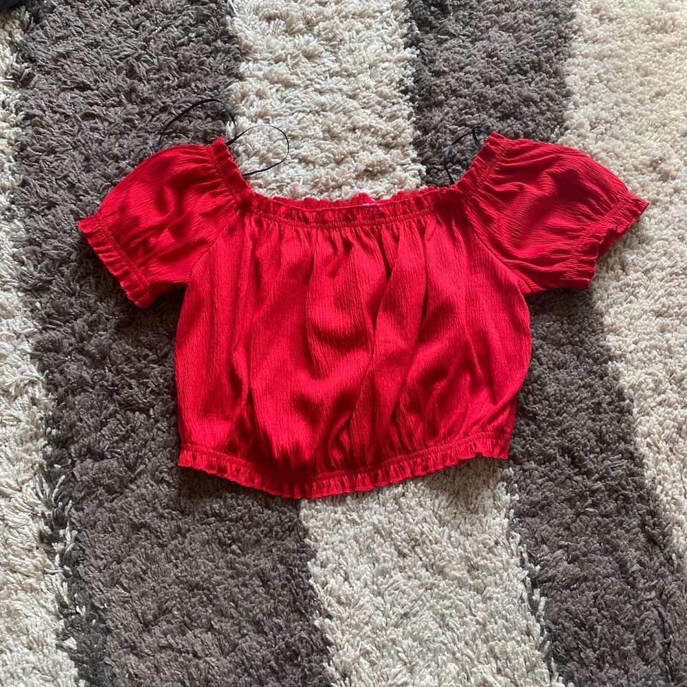 Red Ruffle Peasant Top | H&M